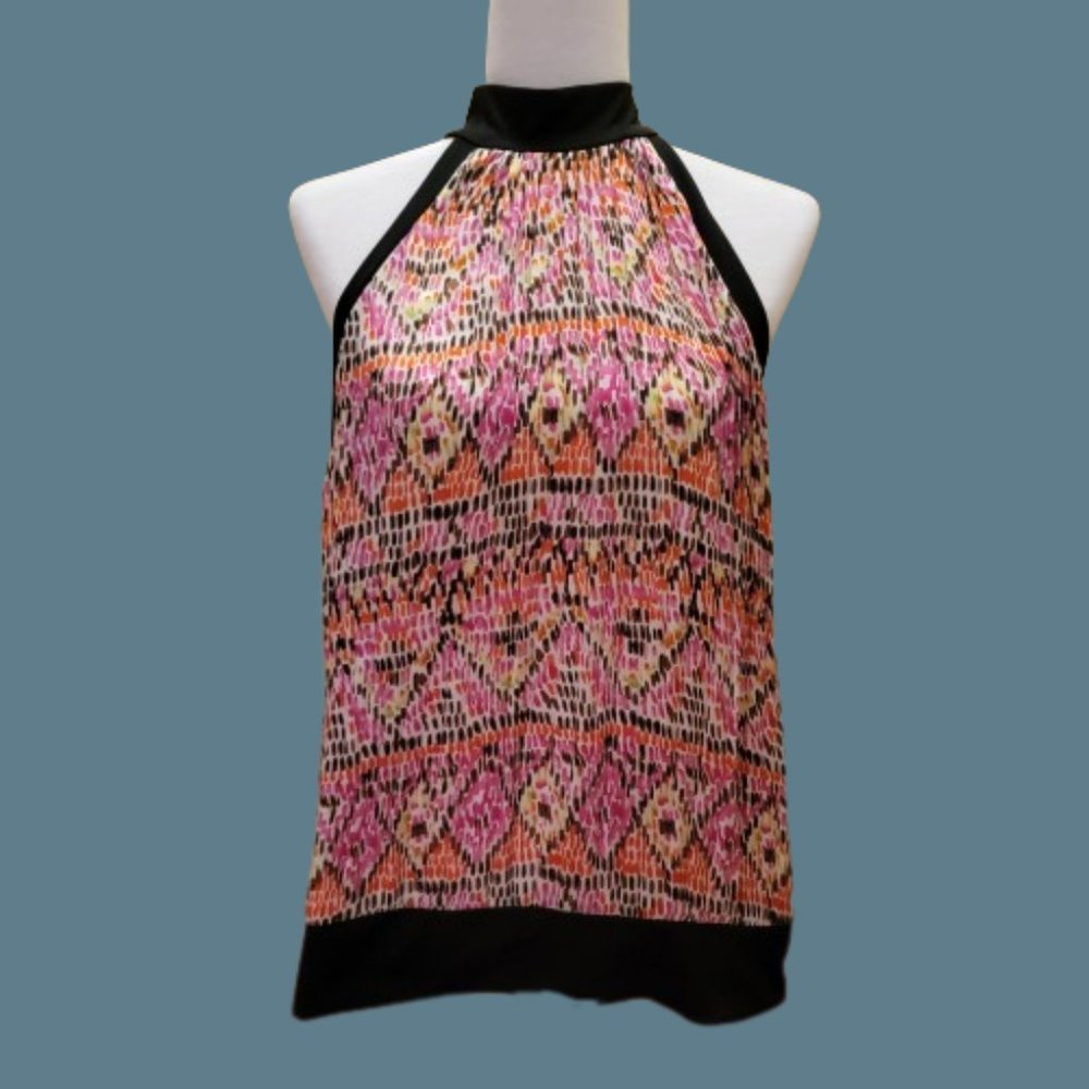 Essentials by Milano Tops Sleeveless Watercolor Markings Design-Button Closure